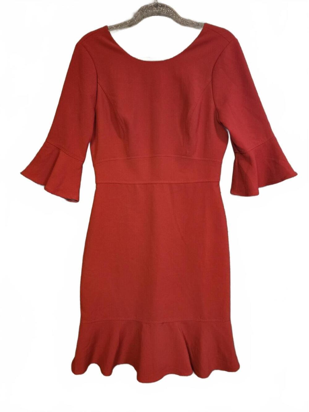 WHBM Bold Power Red Flared Sheath Dress Sz 6 Modern Retro Office Siren Corporate